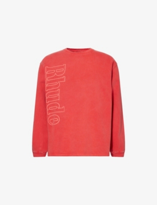 RHUDE: Logo-Print Long-Sleeve Cotton T-Shirt