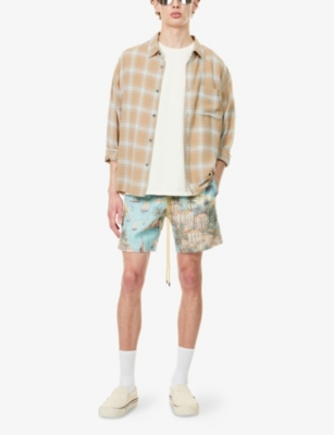 RHUDE: Sailing Map Cotton Swim Shorts