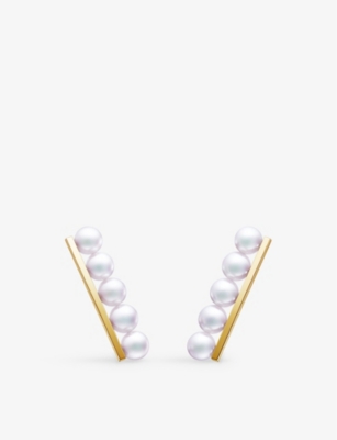 Tasaki Womens 18k Yellow Gold Balance Plus 18ct Yellow-gold And Akoya-pearl Earrings