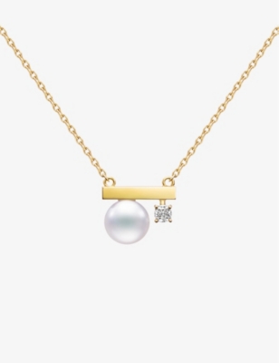 Tasaki Womens 18k Yellow Gold Petit Balance Class 18ct Yellow-gold, 0.07ct Diamond And Akoya-pearl Necklac