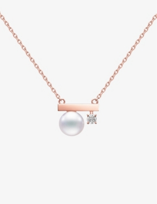 Tasaki Womens 18k Sakura Gold Petit Balance Class 18ct Rose-gold, 0.07ct Diamond And Akoya-pearl Necklac