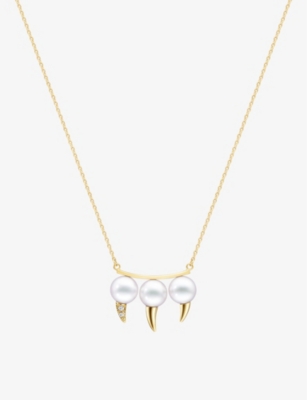 Tasaki 18kt Yellow Gold Collection Line Danger Fang Pearl Necklace In 18k Yellow Gold