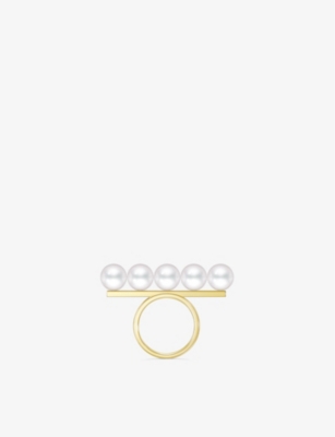 Tasaki Womens 18k Yellow Gold Balance Signature 18ct Yellow-gold And Akoya-pearl Ring