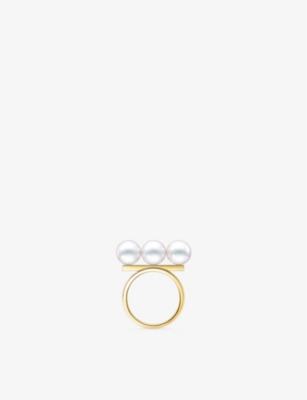 Tasaki Womens 18k Yellow Gold Balance Neo Yellow-gold And Akoya-pearl Ring