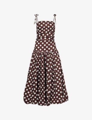 AMY LYNN: Alexa polka-dot cotton-poplin midi dress