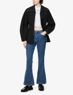 DONNA IDA: Love Flared Straight-Leg Mid-Rise Stretch-Denim Jeans