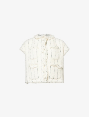 SACAI: Tweed Striped Woven-Blend Vest