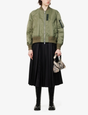 SACAI: Gabardine Pleated Cotton-Blend Midi Skirt