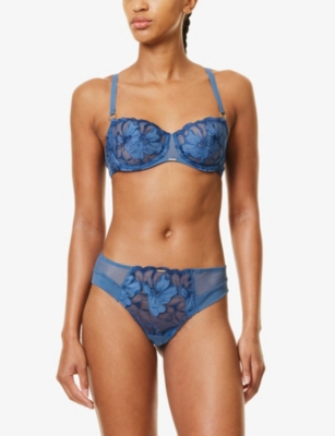 CHANTELLE: Fleurs Signature Mid-Rise Mesh Tanga Briefs