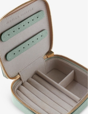 Monica Vinader Logo-embossed Leather Jewellery Box In Green