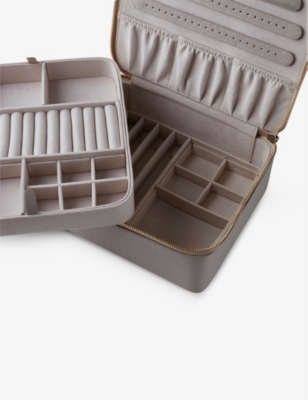 Monica Vinader Logo-embossed Extra Large Leather Jewellery Box In Grey