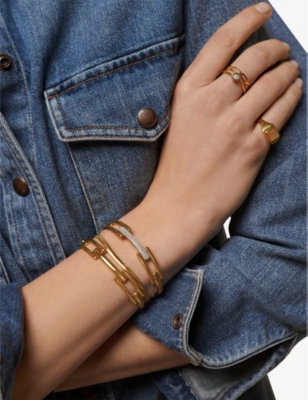 Monica Vinader Womens Signature Link 18ct Yellow Gold-plated Vermeil Sterling-silver And 0.62ct Lab-grown Diamond B In Yellow Gold