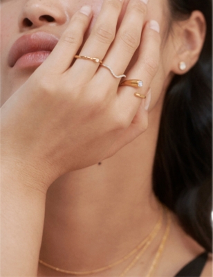 Monica Vinader Womens  Siren Mini 18ct Yellow Gold-plated Vermeil Sterling Silver And 0.006ct Lab-gro In Yellow Gold