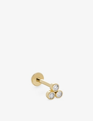 Monica Vinader Gold Diamond Cluster Single Labret Piercing Earring Diamond In Yellow Gold