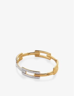 Monica Vinader Womens Signature Link 18ct Yellow Gold-plated Vermeil Sterling-silver And 0.62ct Pavé-set Lab-grown In Yellow Gold