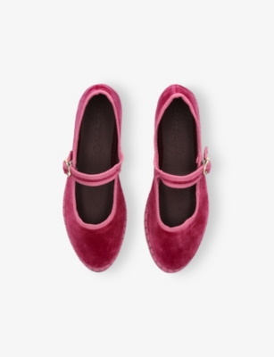 Flabelus Pink Frances Velvet Mary-jane Flats Eur 30 / 12 Uk