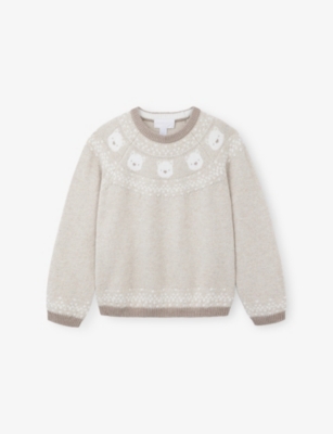 THE LITTLE WHITE COMPANY: Bear Fairisle Cotton And Wool-Blend Jumper 0-4 Years
