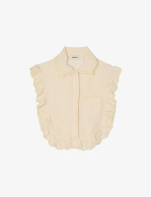 SANDRO: Lace-Trim Sleeveless Linen-Blend Shirt