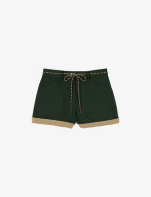SANDRO: Two-Tone Drawstring-Waist Cotton Shorts