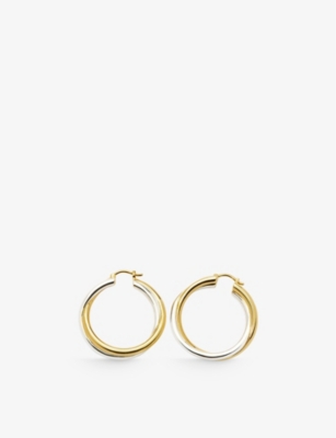 Missoma Womens Mixed Entwine Slim Large 18ct Recycled Yellow Gold And Rhodium-plated Brass Earrings In Mixed