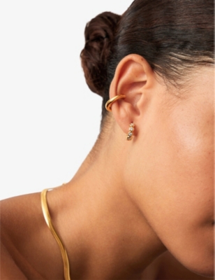 MISSOMA: Tennis 18ct Yellow-Gold Vermeil Plated Sterling Silver and Cubic Zirconia Small Hoop Earrings