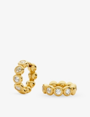 MISSOMA: Tennis 18ct Yellow-Gold Vermeil Plated Sterling Silver and Cubic Zirconia Small Hoop Earrings