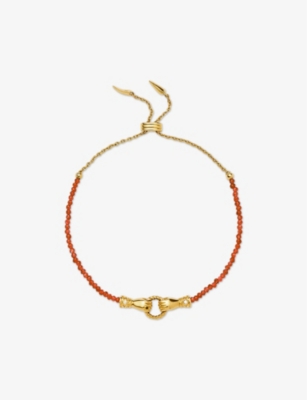 MISSOMA: Missoma x Harris Reed 'In Good Hands' 18ct Yellow-Gold Plated Brass and Gemstone Slider Bracelet