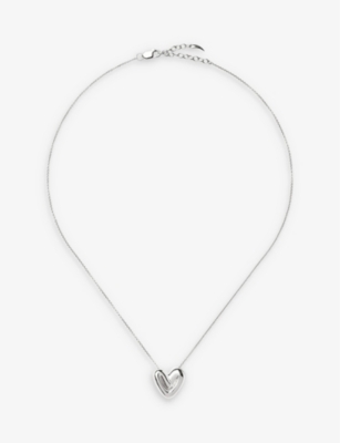 Missoma Rhodium-plated Puffy Heart Pendant Necklace In Silver
