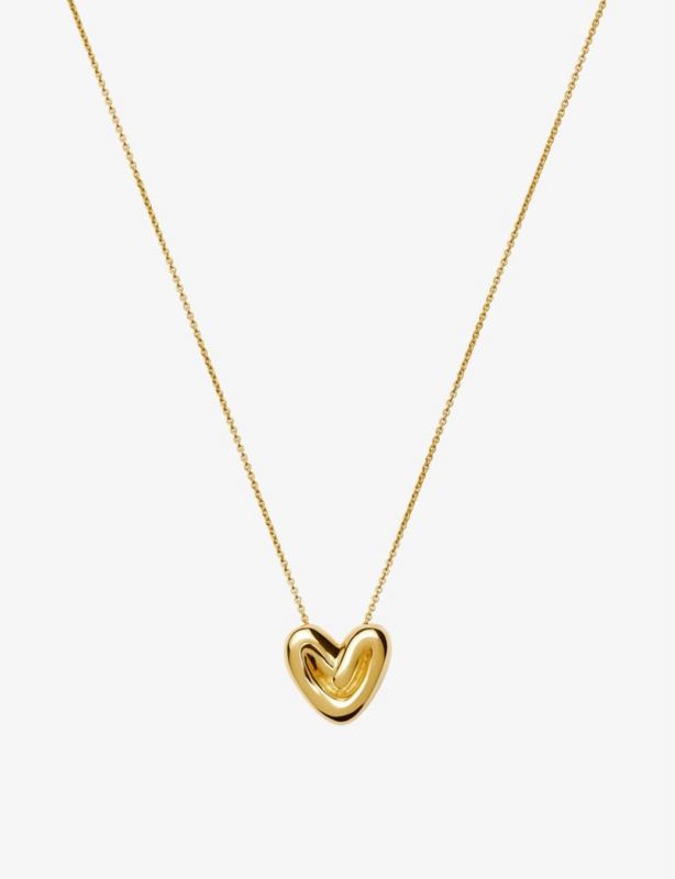 Puffy Heart 18ct Recycled Yellow Gold-Plated Brass Necklace