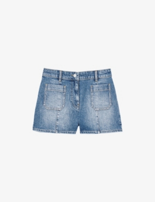 REISS: Kira Patch-Pocket Stretch-Denim Shorts