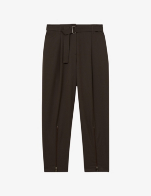 REISS: Molly Belted Zip-Leg Tapered Stretch-Woven Trousers