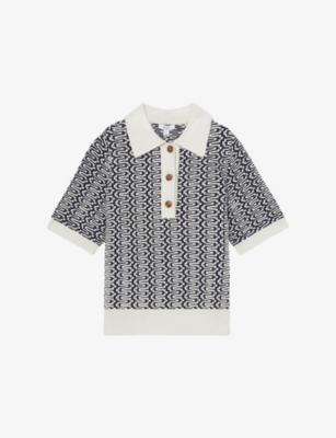Reiss Womens  Jem Zig-zag Short-sleeve Stretch-knit Polo