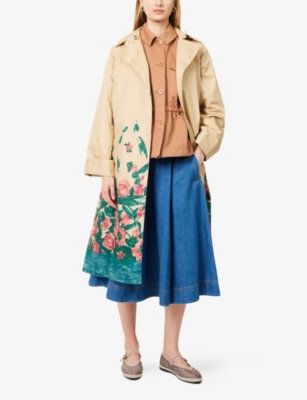 Pesco Floral-Print Cotton-Gabardine Trench Coat