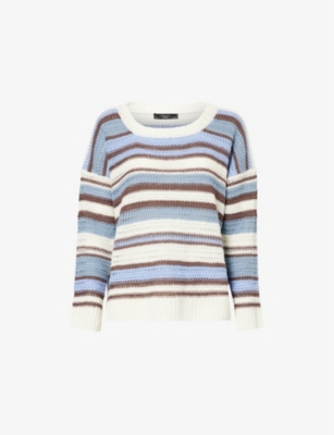 WEEKEND MAX MARA OMENS LIGHT BLUE BASILIO STRIPED-PRINT LINEN JUMPER 