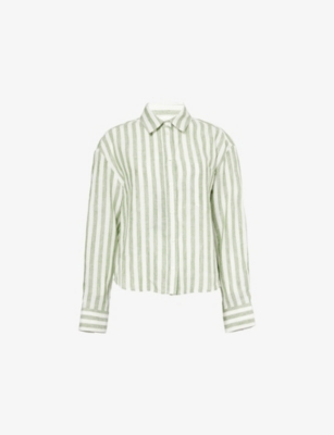 Weekend Max Mara Omens Green Nolana Striped Linen Shirt