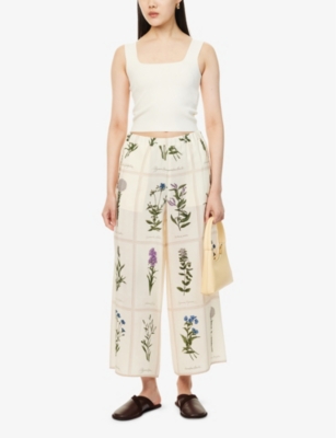 WEEKEND MAX MARA: Lory Flower-Print Wide-Leg High-Rise Silk Trouser