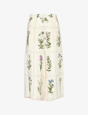 WEEKEND MAX MARA: Lory Flower-Print Wide-Leg High-Rise Silk Trouser