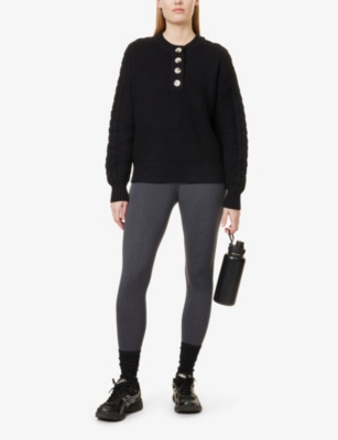 VARLEY WOMENS BLACK VERA CABLE-KNIT COTTON-BLEND JUMPER 