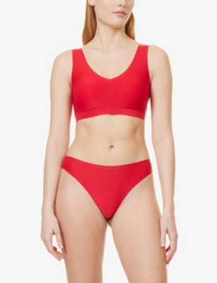 Chantelle Womens Soft String Stretch-woven Thong Poppy Red In Poppy Red