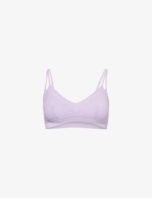 CHANTELLE: Plunge lace-panel stretch-woven bra