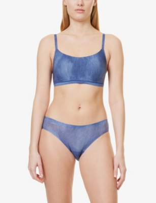 CHANTELLE WOMENS BLUE DENIM SOFT BRAZILIAN STRETCH-WOVEN BRIEFS 