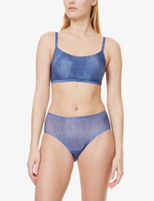 CHANTELLE WOMENS BLUE DENIM SOFT HIPSTER STRETCH-WOVEN BRIEFS 