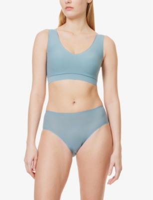 Shop Chantelle Womens Peacock Green Soft V-neck Stretch-woven Bralette