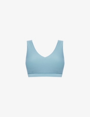 Shop Chantelle Womens Peacock Green Soft V-neck Stretch-woven Bralette