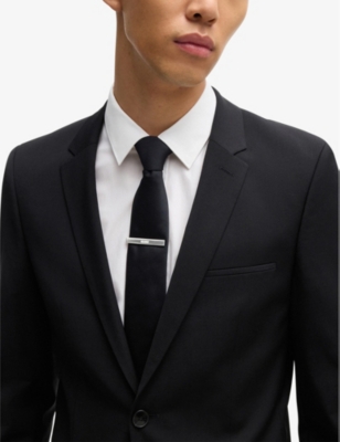 Hugo Boss Mens Hugo Debossed-branded Brass Tie Clip In Open Pink