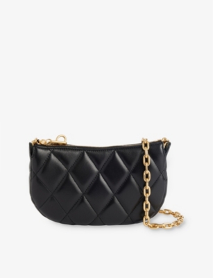 BURBERRY WOMENS ROCKING CHAIN LEATHER POUCH​ BLACK/GOLD