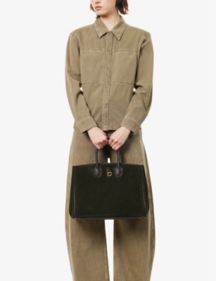 Burberry Womens Loch Rocking Horse Suede Tote Bag In Loch
