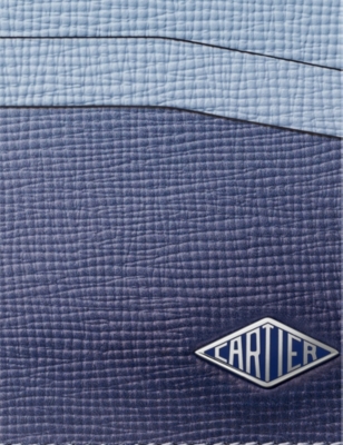 Cartier Womens  Losange Double-card Leather Card Holder In Blue And Gray