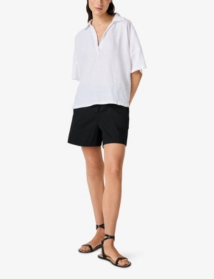 The White Company S White Popover Collared Linen Shirt In White