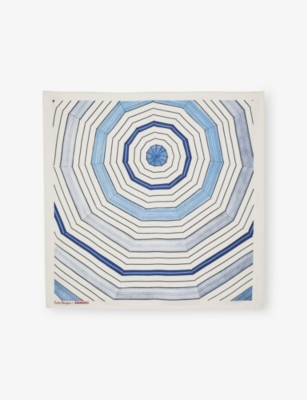 Sandro Womens Bleus Spiral Square Silk Scarf
